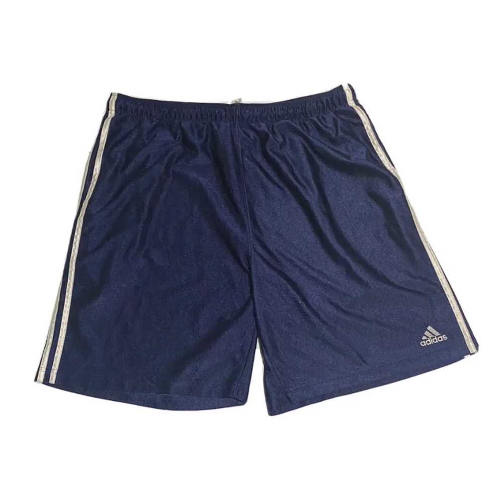 Adidas mens shorts size I basketball 3 stripped logo inner drawstring inseam 8